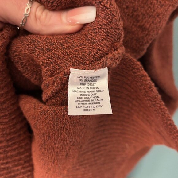 Ana Approach V-Neck Ribbed Knit Pullover Sweater Brown Clay OX Soft NWT $42 - Picture 7 of 7